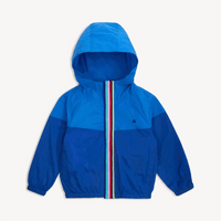 blue & blue nylon magnetic color block windbreaker