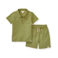 Organic Cotton Green Toddler Boy Polo & Shorts Set - 5 Toddler